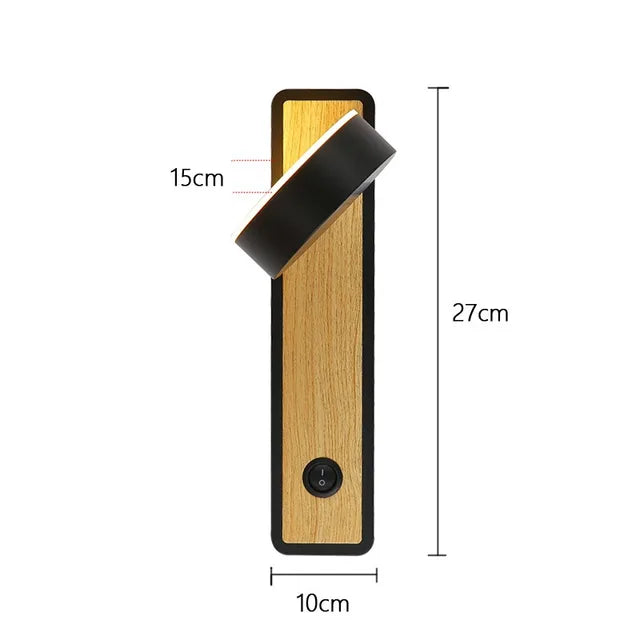 Modern LED Wall Light in Nordic Style – Wood Look for Living Room and Bedroom