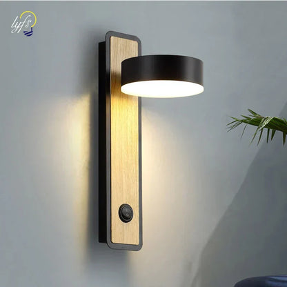 Modern LED Wall Light in Nordic Style – Wood Look for Living Room and Bedroom