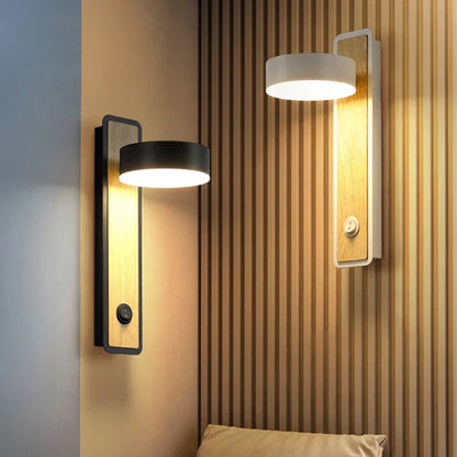 Modern LED Wall Light in Nordic Style – Wood Look for Living Room and Bedroom