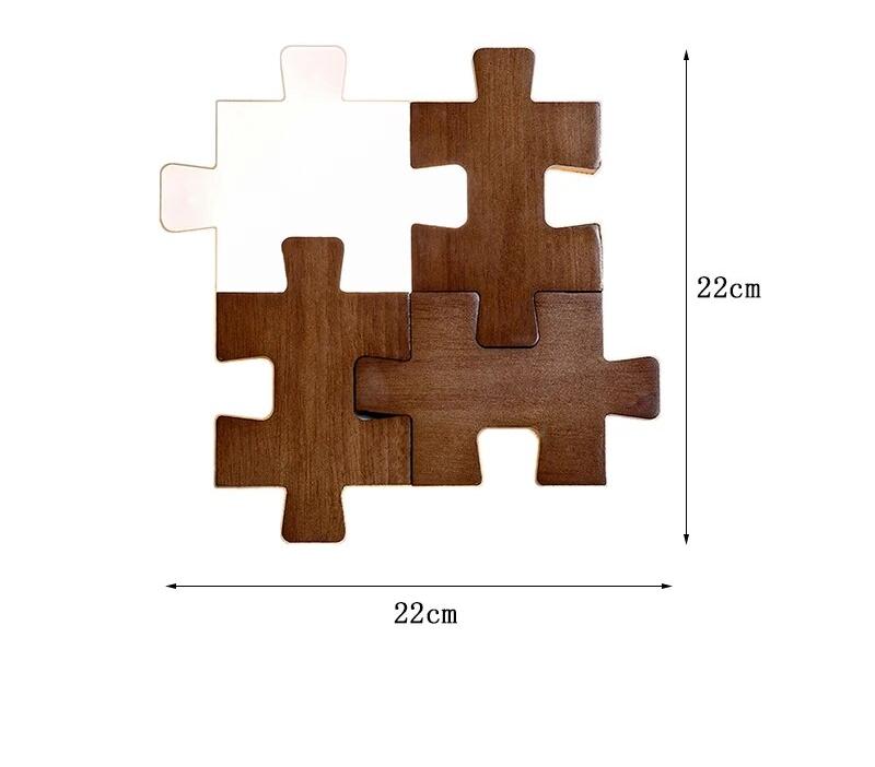 Modern Puzzle Wall Light Made of Wood – LED Wall Lamp in Creative Design for Children's Room & Living Room