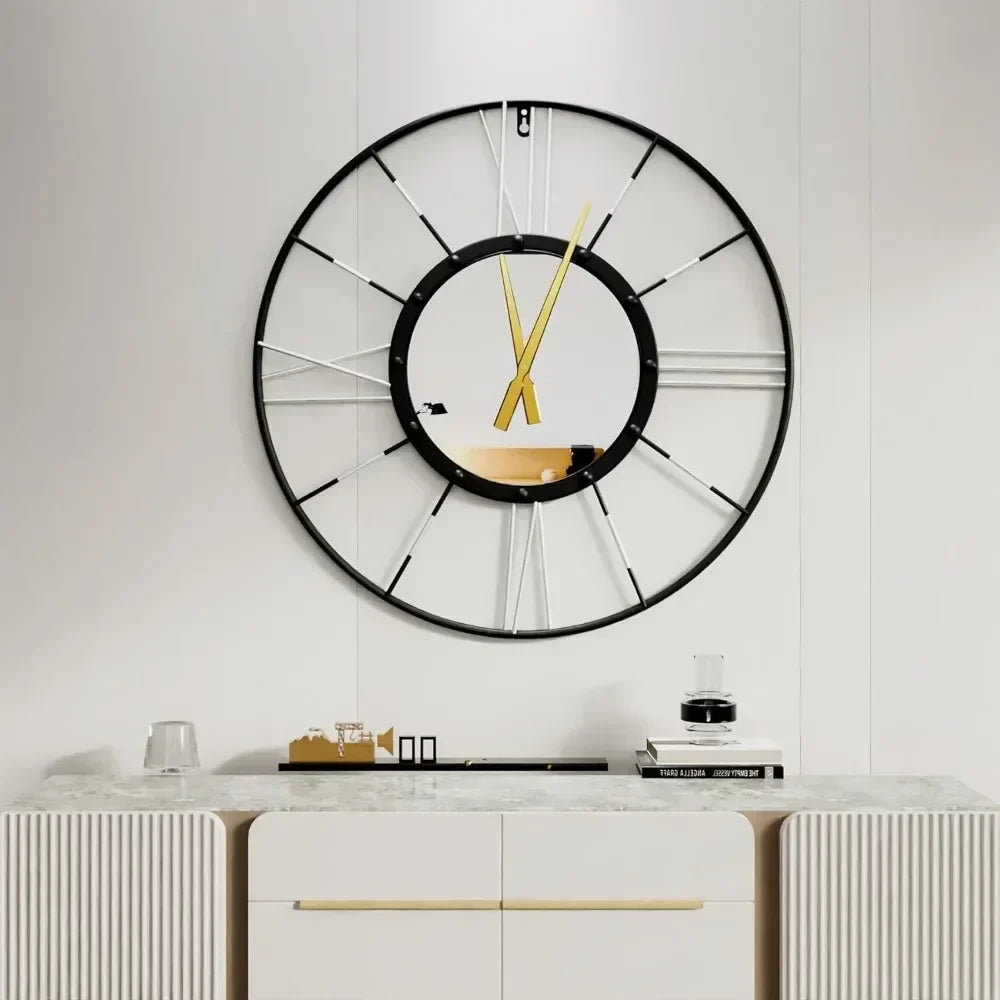 Modern Metal Wall Clock with Roman Numerals – Stylish Decoration for Living Room and Office