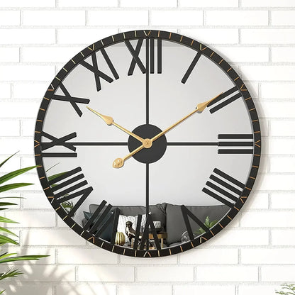 Modern Metal Wall Clock with Roman Numerals – Stylish Decoration for Living Room and Office