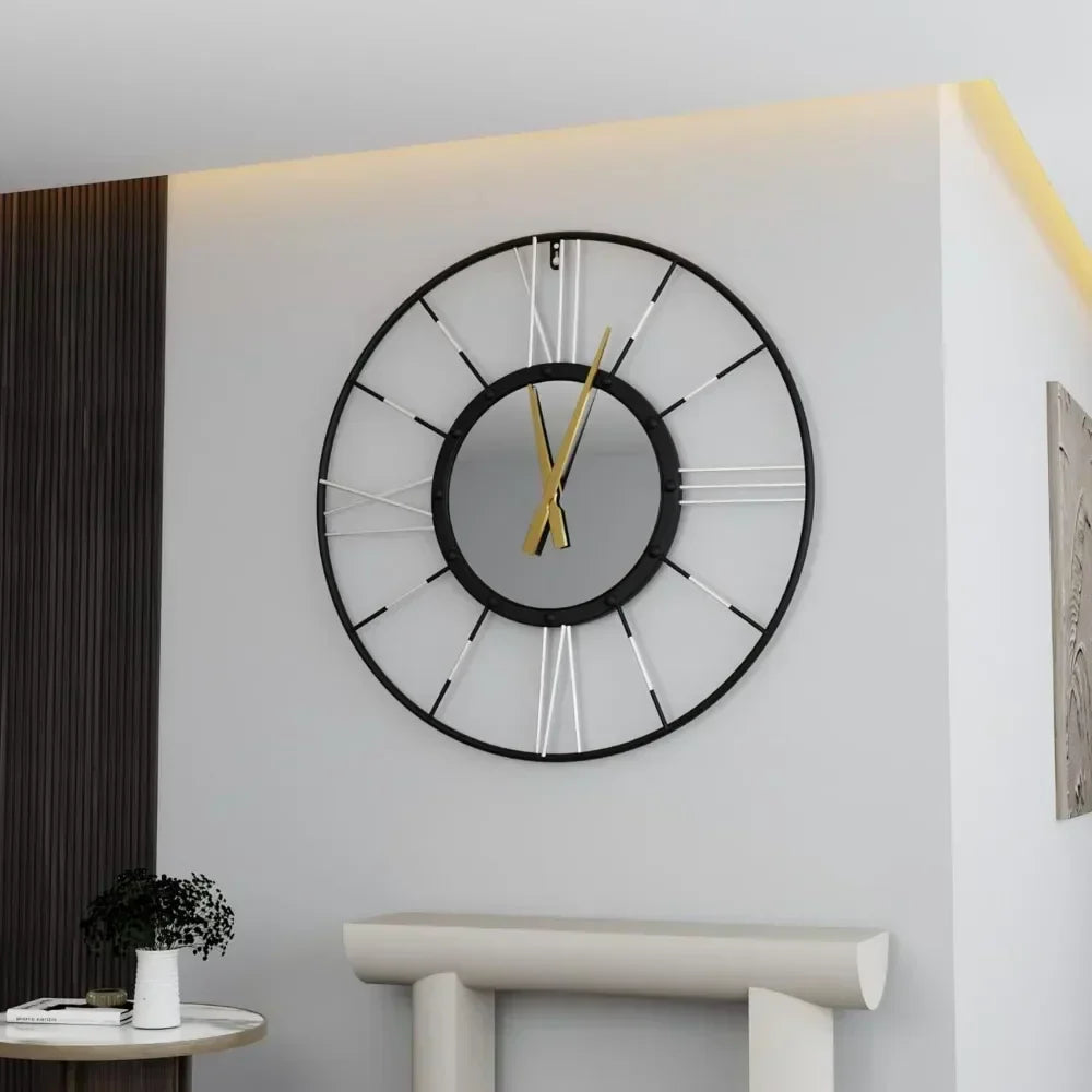 Modern Metal Wall Clock with Roman Numerals – Stylish Decoration for Living Room and Office