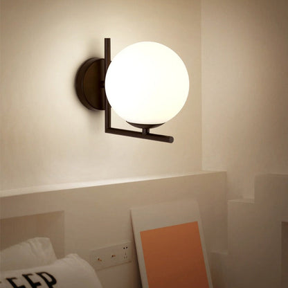 Modern Round Wall Lamp with Glass Sphere – Elegant Wall Mount for Bedroom and Living Room