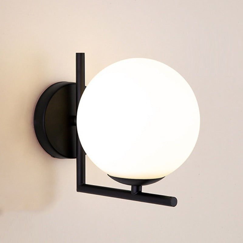 Modern Round Wall Lamp with Glass Sphere – Elegant Wall Mount for Bedroom and Living Room