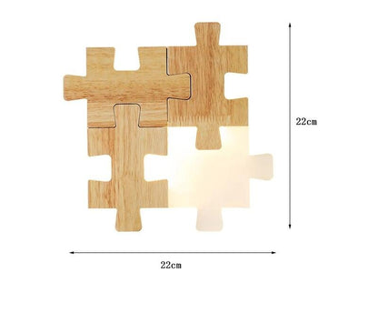 Modern Puzzle Wall Light Made of Wood – LED Wall Lamp in Creative Design for Children's Room & Living Room